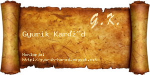 Gyurik Karád névjegykártya